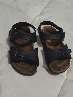 Kids Black Adjustable Buckle Sandals - Comfortable Everyday Wear